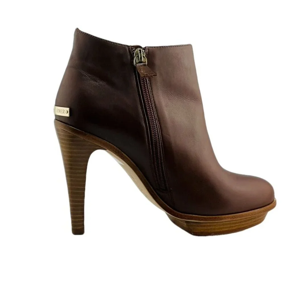 Elaine Turner Womens Brown Leather Ankle Boots Size 8.5 - Picture 10 of 13